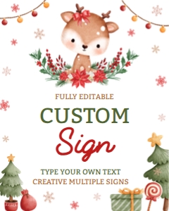 reindeer birthday custom sign R009: 8809