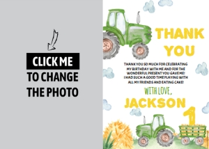 green tractor thank you card T003: 10433