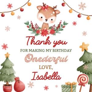 reindeer birthday thank you favor R009: 8809