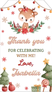 reindeer birthday thank you tag R009: 8809
