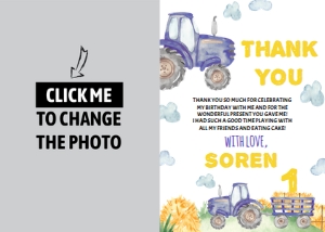 blue tractor thank you card T003: 10642
