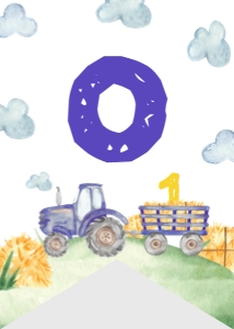blue tractor highchair banner T003: 10637