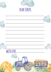 blue tractor time capsule card T003: 10657