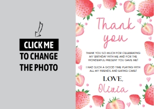 strawberry first birthday thank you card S008: 1244086022