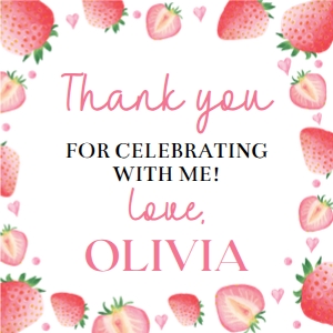 strawberry first birthday thank you favor S008: 1326819863