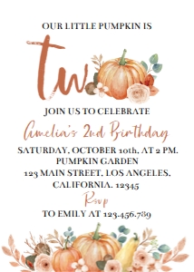 fall pumpkin 2nd birthday invite P004: 1292726516