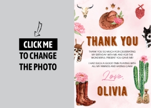 Cowgirl birthday thank you card R007: 1321584403