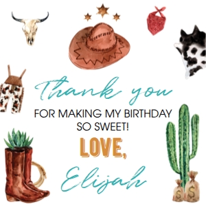 rodeo boy birthday thank you favor R007: 1315023347