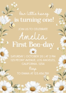 bee 1st birthday invite: 1303611348