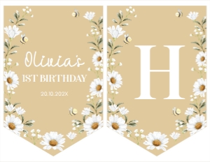 daisy bee birthday banner D005: 1306977058