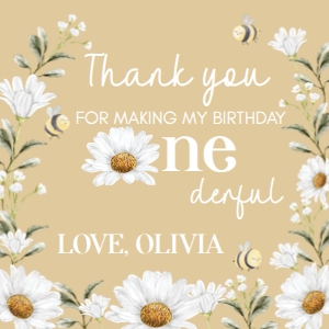 daisy bee birthday thank you favor D005: 1306977058