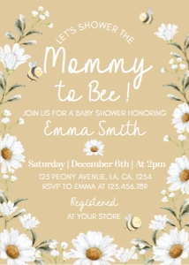 bee baby shower invite D005: 1316944395
