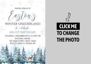 winter onederland deer birthday invitation photo W006: 1310181482