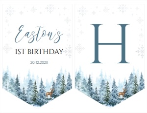 winter onederland deer birthday banner W006: 1310192878