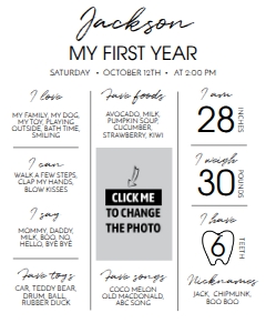 modern 1st birthday milestone poster 2 16x20 M004: 1329103127