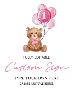 pink teddy bear custom sign T004: 1312887636