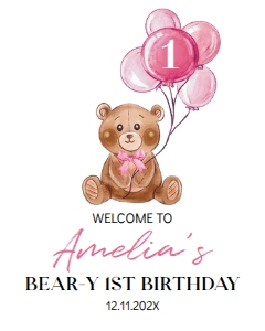 pink teddy bear welcome sign T004: 1312223416