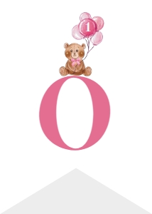 pink teddy bear highchair banner T004: 4338756402