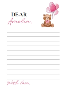 pink teddy bear time capsule card T004: 4338756402