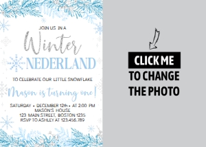 snowflake winter onederland photo invitation W003: 1314367768