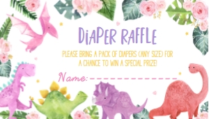 girl dinosaur diaper draffle D006: 1328225932