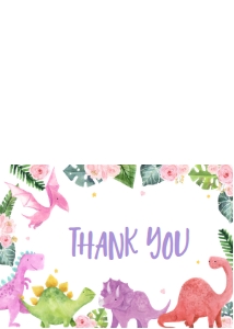 girl dinosaur thank you card D006: 1328225932