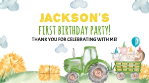 trator 1st birthday gable box label T003: 1354428165