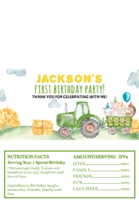 trator 1st birthday chocolate wrapper 4x6 T003: 1340350494