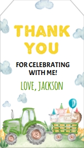 trator 1st birthday thank you tag T003: 1340443898