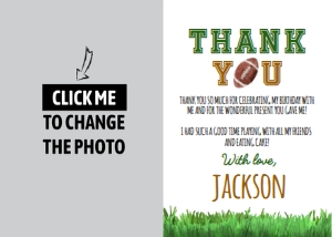 football 1st birthday thank you card F009: 10094