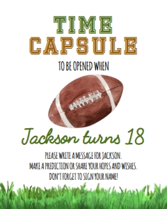 football 1st birthday time capsule F009: 10108