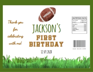 football 1st birthday chip bag F009: 10022