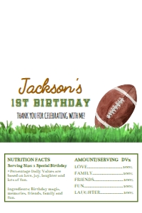 football 1st birthday chocolate wrapper 4x6 F009: 10011