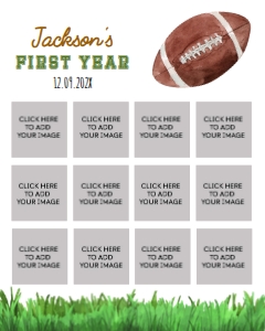football 1st birthday photo collage 16x20 F009: 10085
