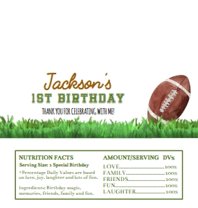 football 1st birthday chocolate wrapper F009: 10011
