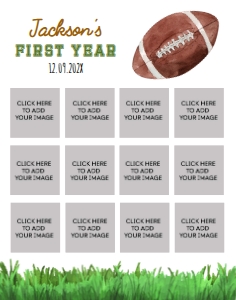 football 1st birthday photo collage 11x14 F009: 10085