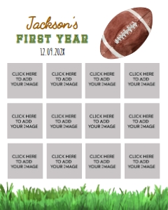 football 1st birthday photo collage 8x10 F009: 10085