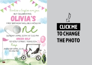 girl golf birthday photo invitation G001: 1374619996