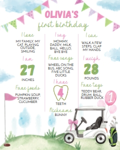 girl golf birthday milestone G001: 1374626066