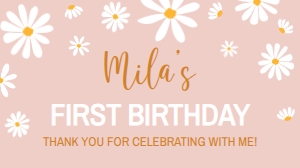 daisy first birthday gable box label D003: 1377019328