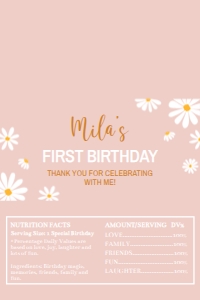 daisy first birthday chocolate wrapper 4x6 D003: 1377019328