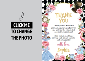 black alice in onederland thank you card A004: 1423948359