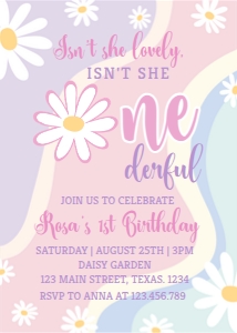 pastel daisy isn't she lovely invitation D007: 1430054627