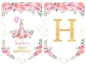 girl peter rabbit birthday banner P007: 1431822636
