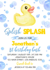 rubber duck 1st birthday invitation D008: 1434674212