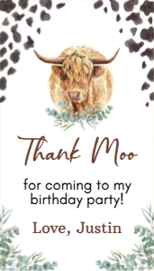 highland cow thank you tag C007: 1460350971
