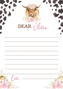 girl highland cow time capsule card C0075 x 7 in: 1446953026
