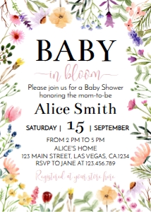 wildflower baby shower invitation W011: 1473545585