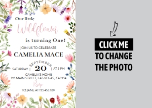 wildflower birthday photo invitation W011: 1459342986