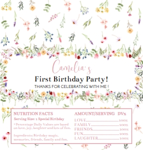 wildflower birthday chocolate wrapper W011: 1460739358